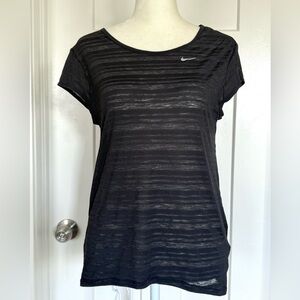 Nike Dri-FIT Black Burnout Stripe Tee – Women’s XS